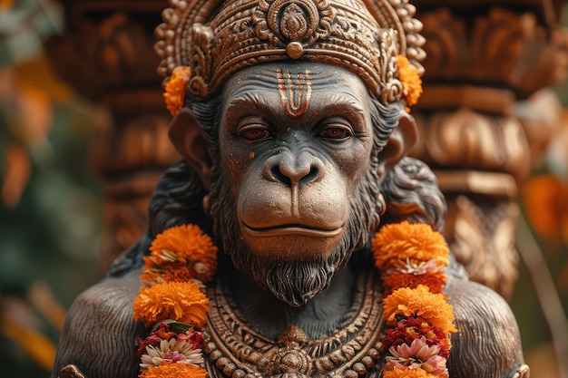 Szczęśliwy Hanuman Jayanti Koncepcja Hinduizm Bóg Hanuman ekstremalne zbliżenie Generatywna sztuczna inteligencja