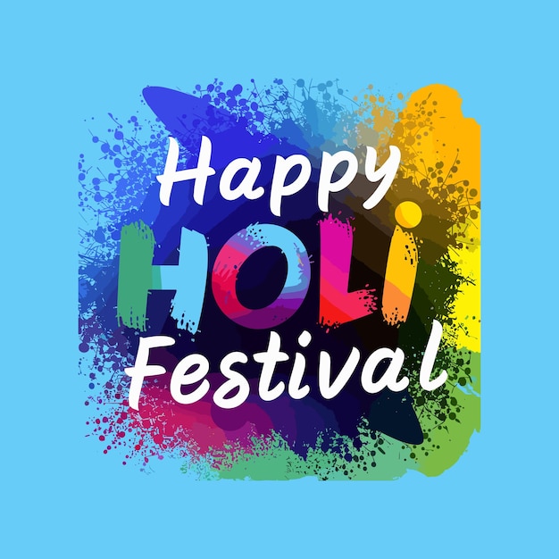 Szczęśliwy Holi Szczęśliwa Uroczystość Holi Tło Szablon projektu koszulki Holi