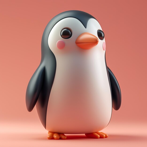 Szczęśliwy pingwin arktyczny z błyszczącymi oczami z uroczymi wyrazami twarzy i ruchami