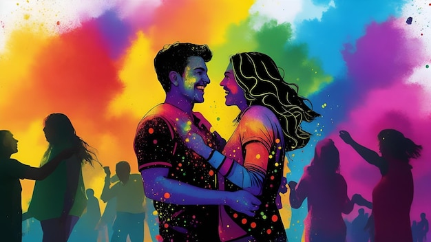 Zdjęcie szczęśliwy plakat holi