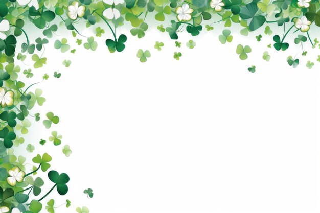 Szczęśliwy Shamrock i Clover Border dla uroczystego Dnia Świętego Patricka Design Generatywny AI