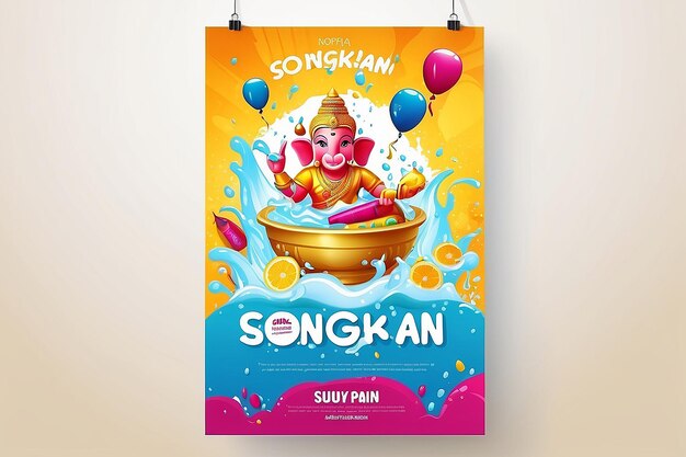 Szczęśliwy Songkran Poster Szablon Wektorowy Poster Songkran