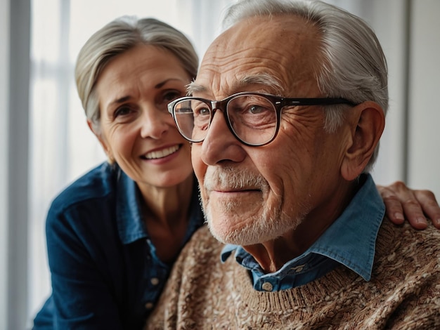Szczęśliwy starszy uśmiech mężczyzny i kobiety w domu opieki