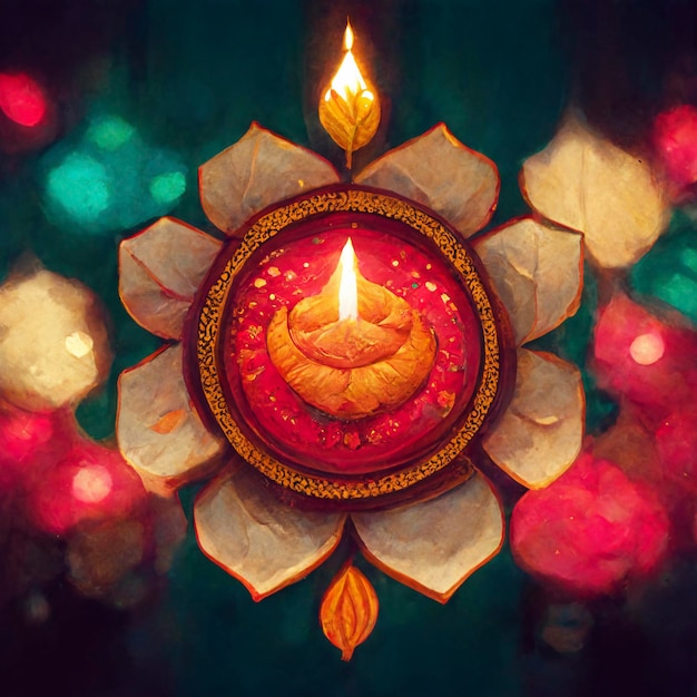 Szczęśliwy tło festiwalu indyjskiego diwali ze świecami