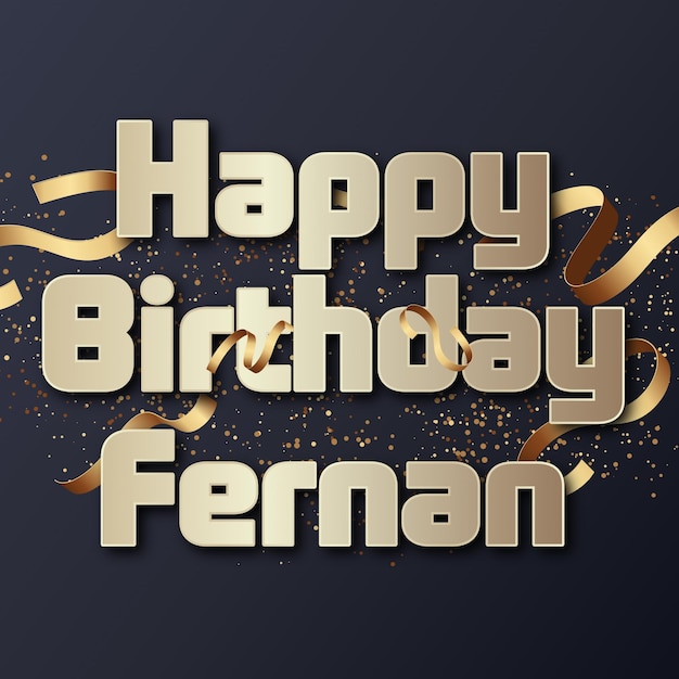 Szczęśliwych urodzin Fernan Gold Confetti Cute Balloon Card Photo Text Effect