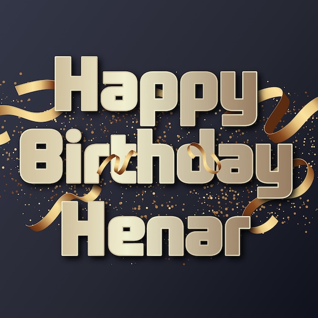 Szczęśliwych urodzin Henar Gold Confetti Cute Balloon Card Photo Text Effect