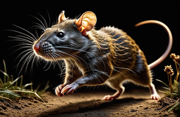 Zdjęcie szczur biegnie po ścieżce pustynnej przyrody dzikiej przyrody i śniegu