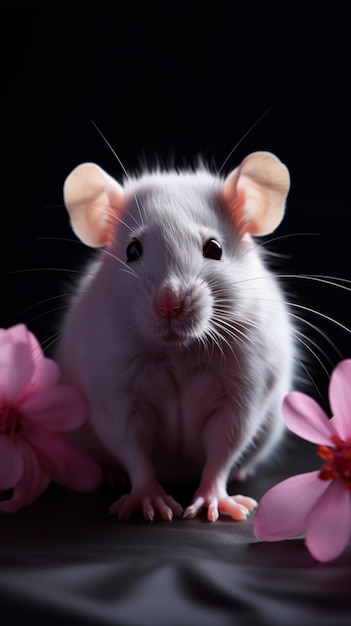 Szczur z uroczymi różowymi łapami