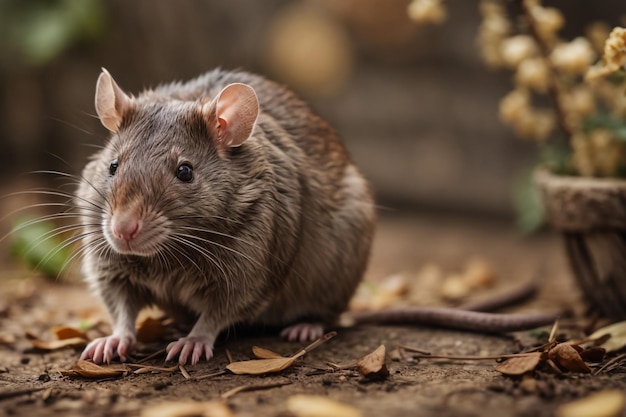 Szczur zwykły w parku obok kanału w Maastricht