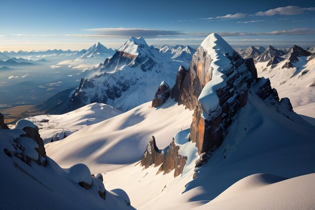 Szczyt górski o dużej wysokości Śnieg Szczyt górski Tapeta w tle Ilustracja krajobraz przyrody