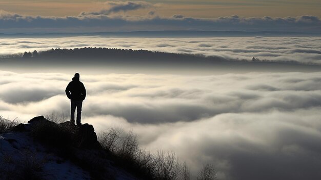 Zdjęcie szczyt górskiej wspinaczki onirycznej podróży wanderlust