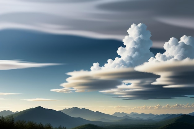 Szczyty górskie pod błękitnym niebem i białymi chmurami naturalna sceneria tapeta fotografia tła