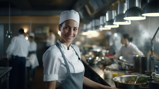 Szef kuchni restauracji stoi w kuchni