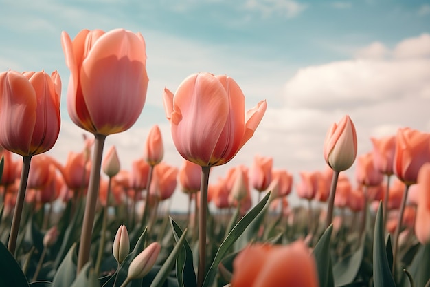 Szeptane odcienie stonowanej elegancji pól tulipanów w Holandii