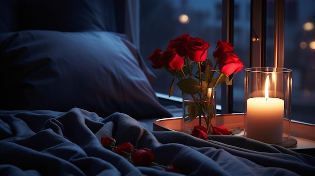 Szepty romantycznych czerwonych róż i delikatnego blasku świecy