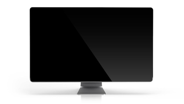 Szeroki ekran, cienka ramka, nowoczesny monitor komputerowy z pustym ekranem izolowanym na białym tle