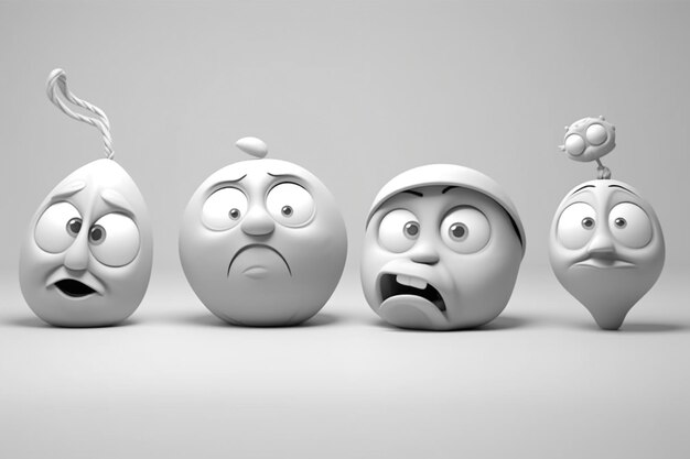 Szeroki zakres emocji jest przedstawiony w formie emoji uśmiechniętych postaci różnych emocji emocjonalnych