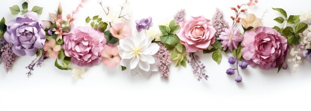 Zdjęcie szerokie i piękne kwiaty na białym tle pozostawiają puste tło reklamowe