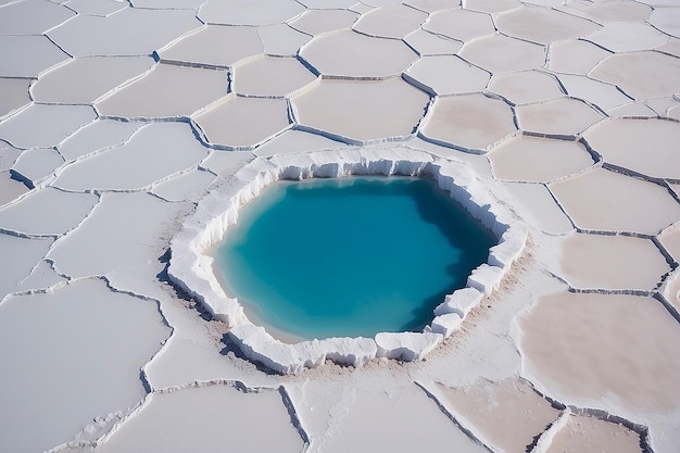 Sześciokątne kształty na płaskości soli uyuni w Boliwii