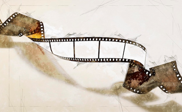 Szkic ilustracji skręcony film do nagrywania zdjęć lub wideo