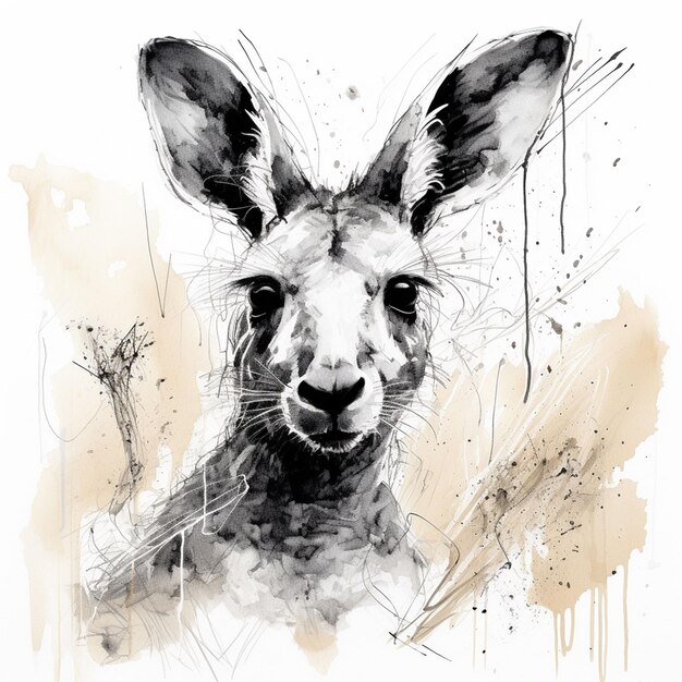 szkic kangura na białym tle
