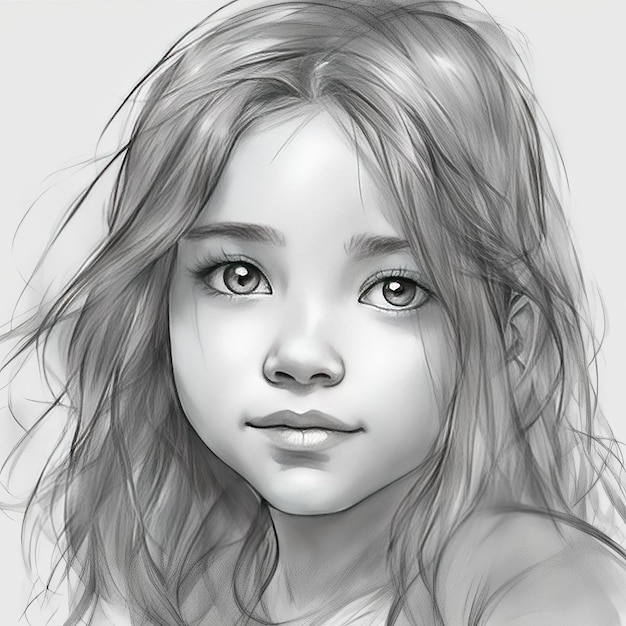 Zdjęcie szkic portretu dziewczyny