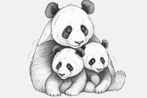 Szkic rodziny pand