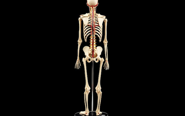 Szkielet z szkieletem, na którym jest ból pleców.