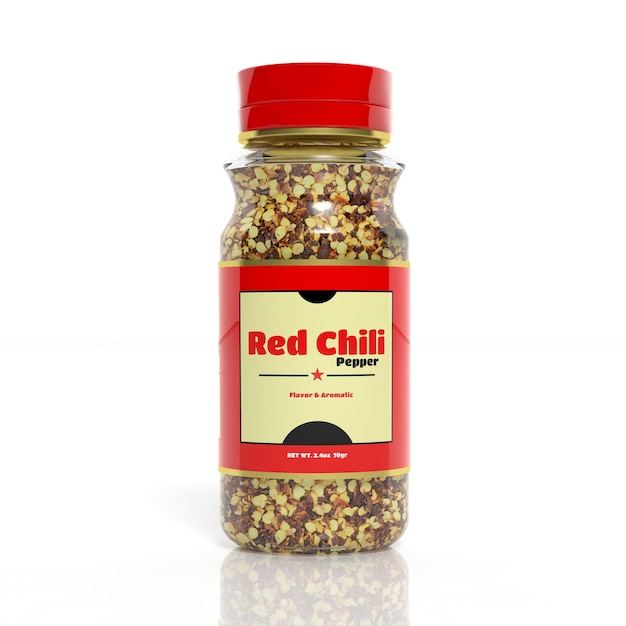 Szklana butelka młynka 3D Red Chili Pepper na białym tle