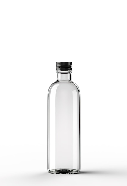 Zdjęcie szklana butelka przezroczysta izolowana na białym tle
