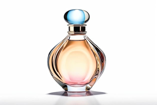 Szklana butelka z perfumami na białym tle