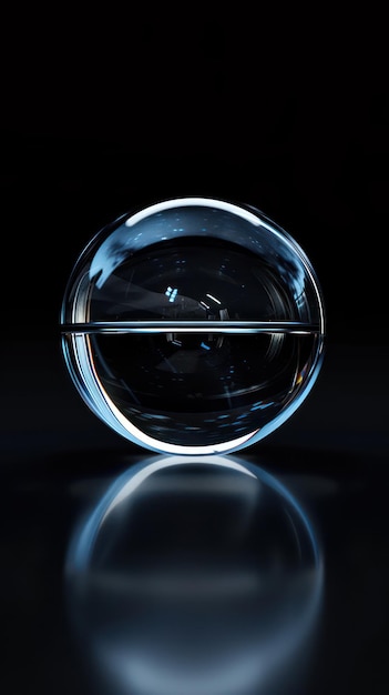 Zdjęcie szklana kula na czarnym tle sci fy kinematograficzna dramatyczna reklama