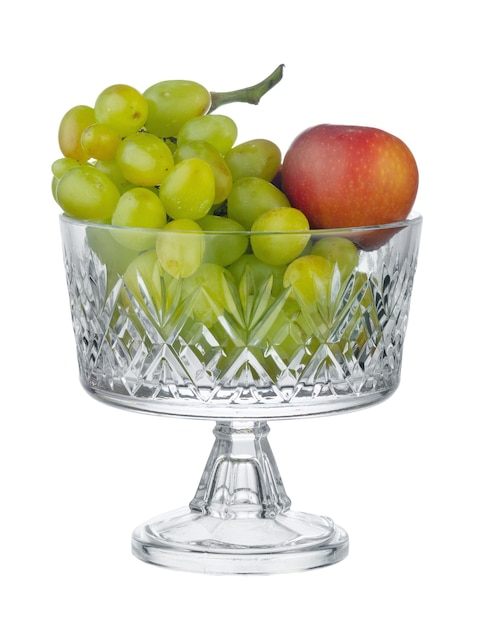 Szklana miska owoców / pojemnik do przechowywania na białym tle