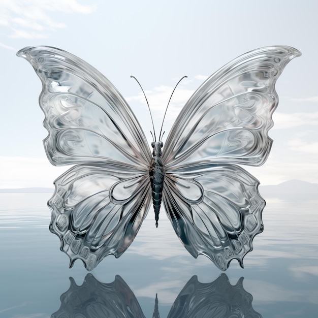 Szklane motyle malują monochromatyczną kolorystykę. Sztuka wygenerowana przez sztuczną inteligencję