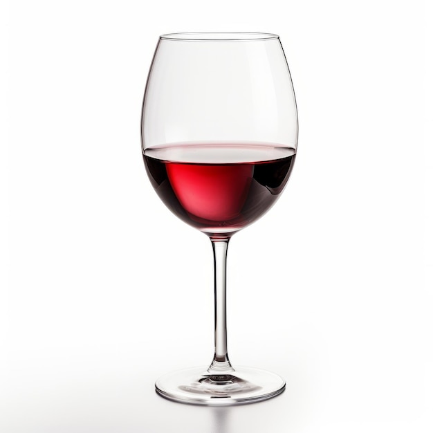 Szklanka czerwonego wina w pięknym kieliszku na białym tle