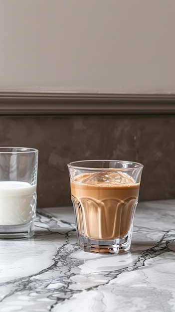 Szklanka czystego, kremowego mleka, ponadczasowy symbol odżywiania i komfortu.