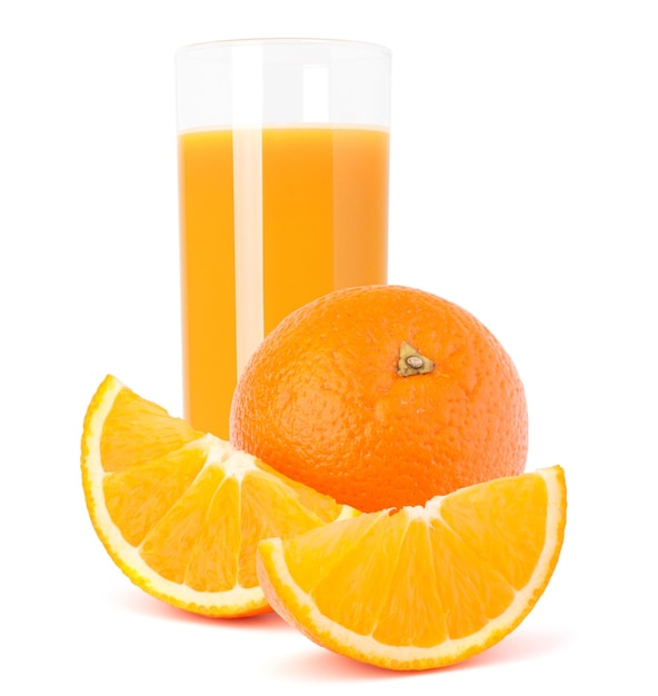 Szklanka do soku i owoce pomarańczy