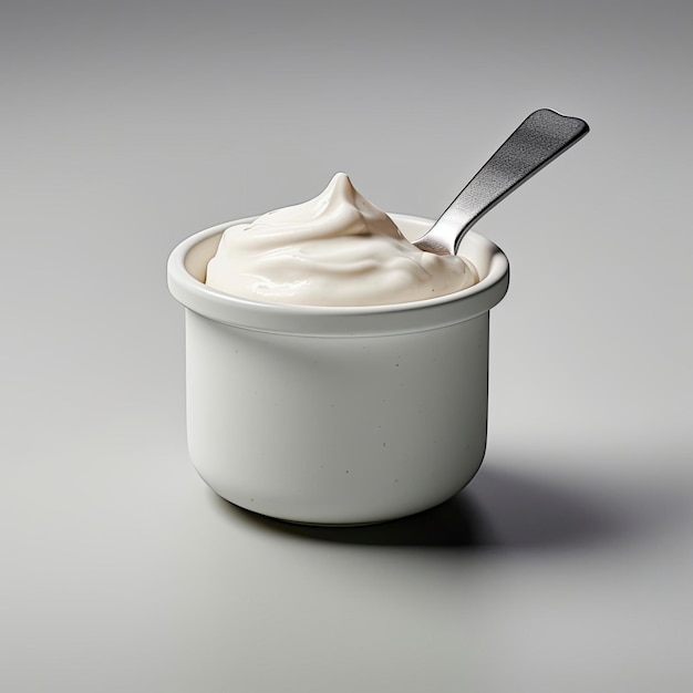 Szklanka jogurtu z łyżką