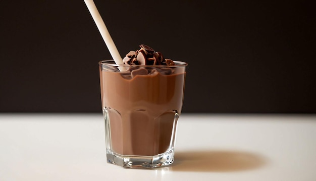 Szklanka lodów czekoladowych ze słomką