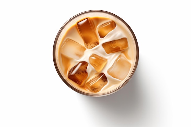 Szklanka mrożonej kawy z kostkami lodu