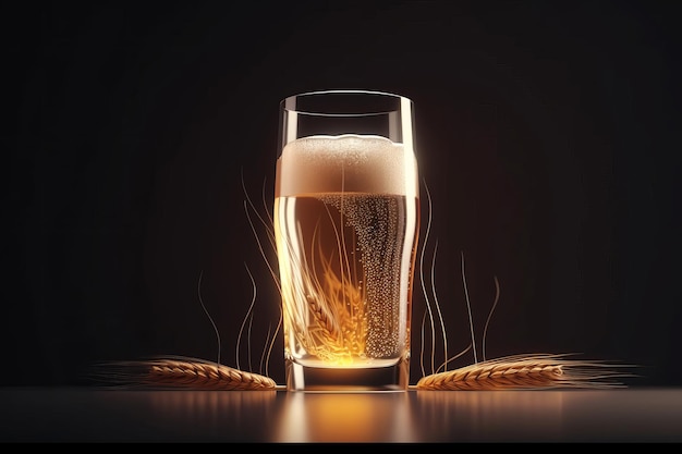 Szklanka piwa reklama w tle Ilustracja AI Generative