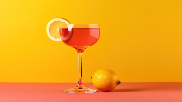 Szklanka pomarańczowego koktajlu z cytryną na boku.