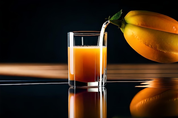Szklanka soku pomarańczowego wlewa się do szklanki.