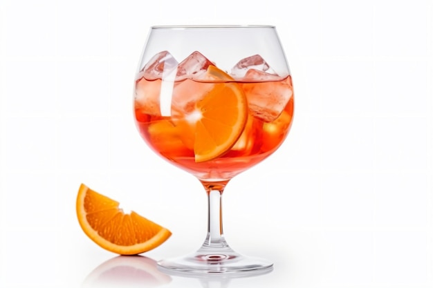 szklanka soku pomarańczowego z kostkami lodu