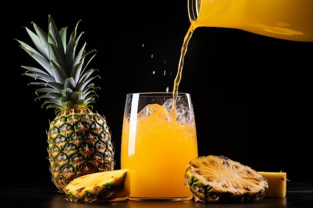 Szklanka świeżego soku ananasowego Generatywna sztuczna inteligencja