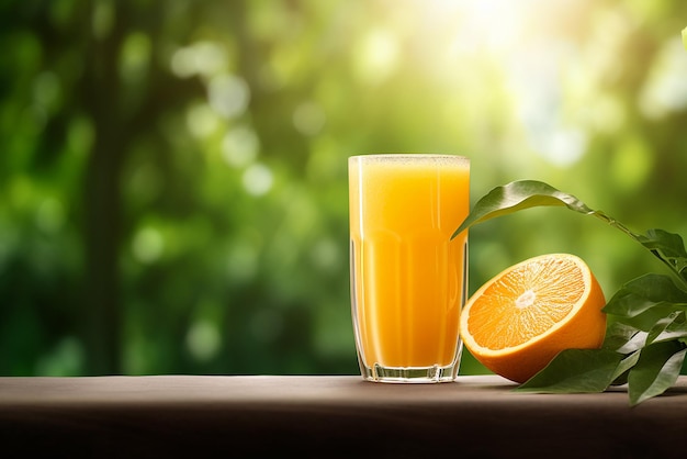 Szklanka świeżo wyciśniętego soku pomarańczowego