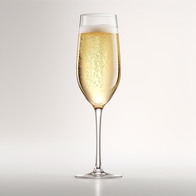 Szklanka szampana na białym tle wygenerowana przez sztuczną inteligencję