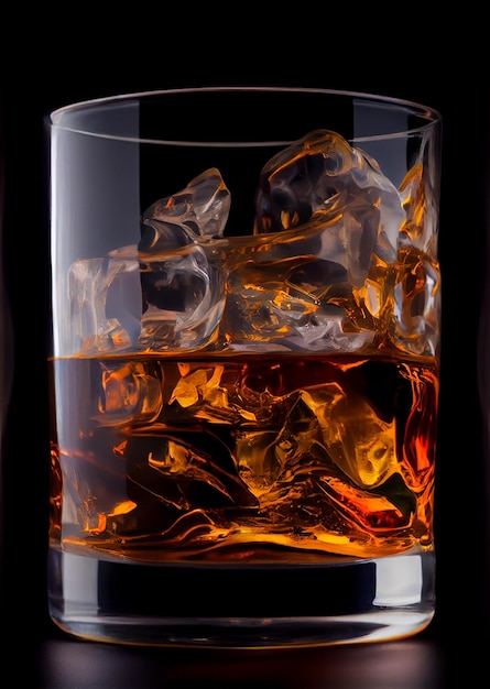 Szklanka whisky i lód Generative AI