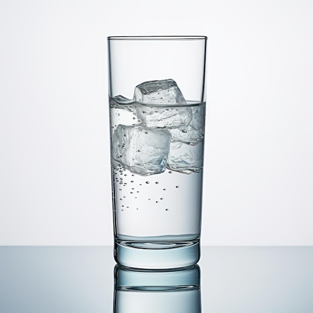 Szklanka wody z rozchlapaną kroplą lodu