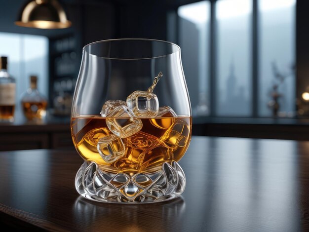 Zdjęcie szklanka z lodem i napojem alkoholowym